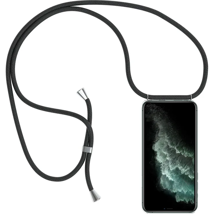 Slabo Halsband Hülle Necklace Kette für iPhone 11 Pro (5.8) INKL. Hülle zum umhängen des Smartphones mit Band - schwarz/transparent