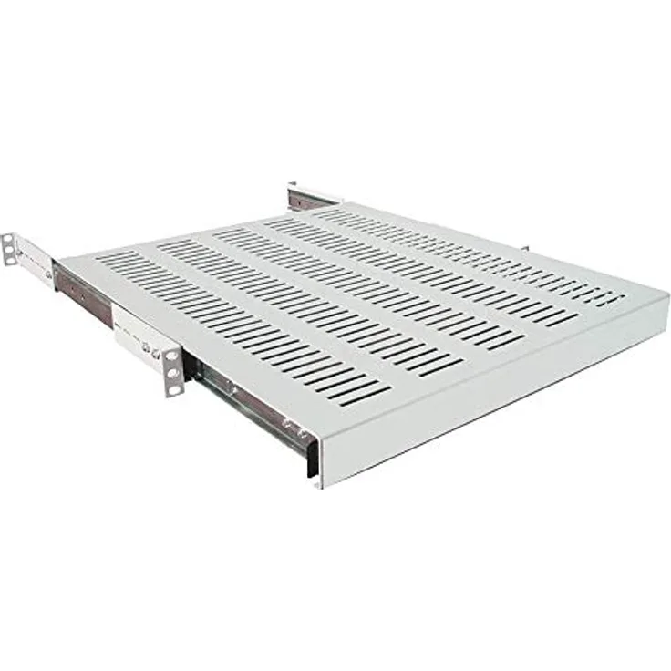 LogiLink SF1S45G - Ausziehbarer Fachboden (1 HE) für Stand-, Serverschränke mit 600mm Tiefe, 35kg Tragkraft, Grau