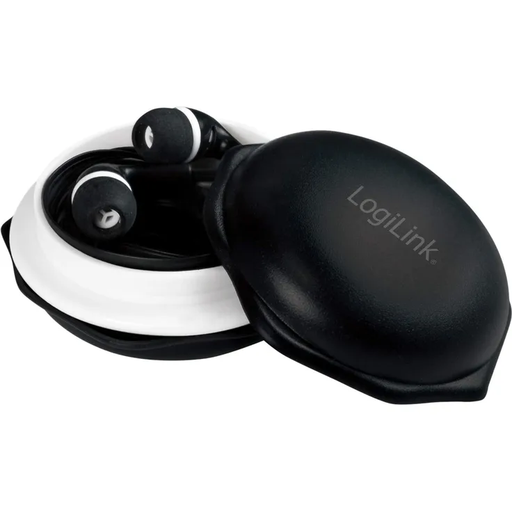 LogiLink Stereo In-Ear Kopfhörer, mit Mikrofon, Noise Cancelling, schwarz, weiß