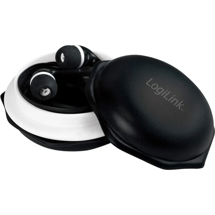 LogiLink Stereo In-Ear Kopfhörer, mit Mikrofon, Noise Cancelling, schwarz, weiß – Bild 1