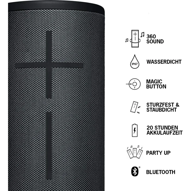 Ultimate Ears Megaboom 3 Bluetooth-Lautsprecher mit Mikrofon, Webradio, wasserdicht, schwarz – Bild 9