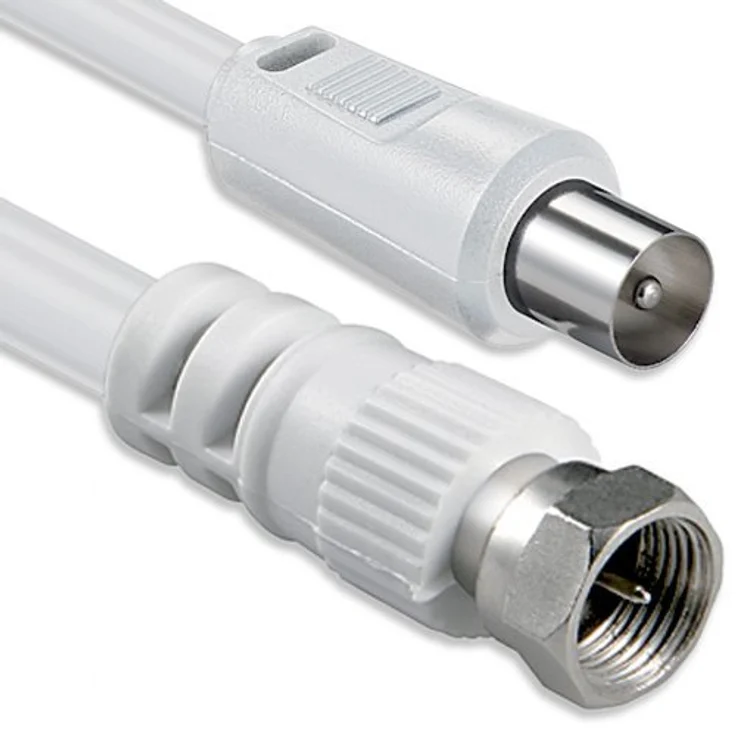 1aTTack Koaxial/SAT Anschluss-Kabel (F-Stecker auf Koaxialstecker, 5m) weiß – Bild 1