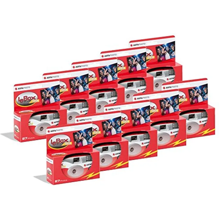 Agfa AG601020-10 AgfaPhoto LeBox Flash 400 Einwegkamera mit Blitz (10-er Pack)
