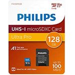 Philips Micro SDXC Karte 128GB, Class 10 UHS-I U3 4K, Adapter