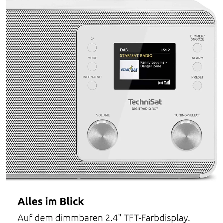 TechniSat Digitradio 307 Digitalradio mit Wecker, TFT-Display, weiß – Bild 4