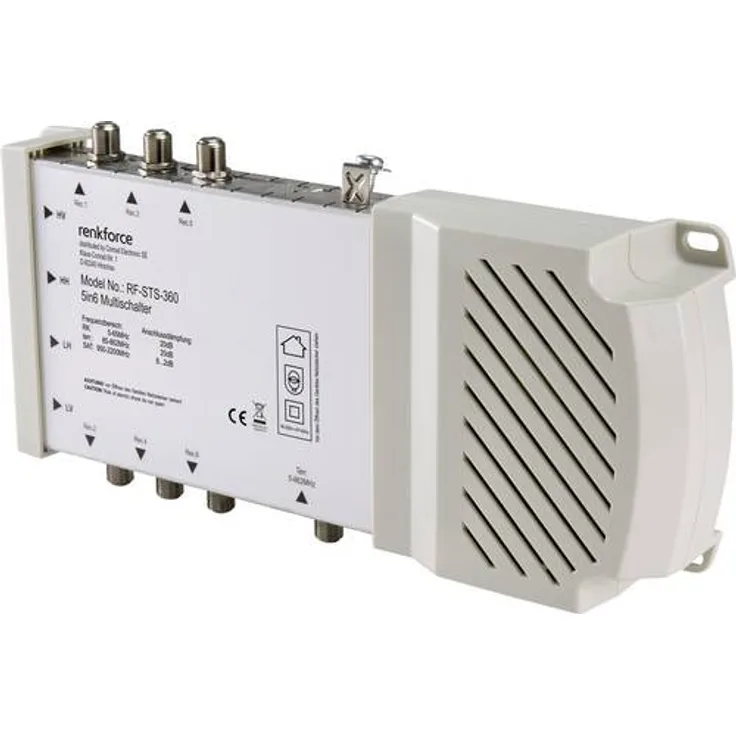 Renkforce RF-STS-360 SAT Multischalter Eingänge (Multischalter): 5 (4 SAT-1 terrestrisch) Teilnehmer-Anzahl: 6 Quad-LNB-tauglich