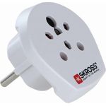 Skross 1.500217-E Reiseadapter India Israel Denmark to Europe, Schutzkontaktstecker weiß