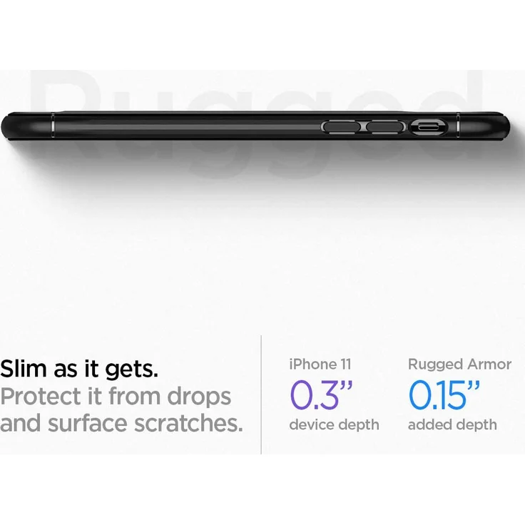 Spigen Rugged Armor Hülle, geeignet für Apple iPhone 11, robuste TPU Silikon Schutzhülle, stylisch, Karbon Handyhülle Case, Matte Black, Handy-Schutzhülle, schwarz (076CS27183) – Bild 5