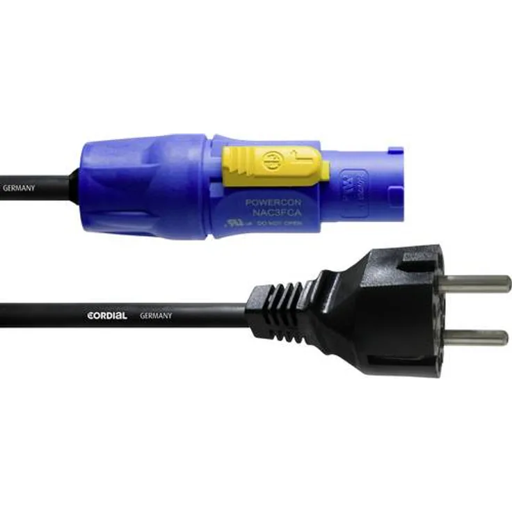 Cordial CFCA 1,5 S Strom Anschlusskabel (1x Schutzkontakt-Stecker - 1x PowerCon-Stecker) 1.50m Blau