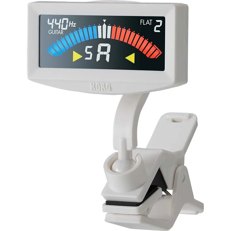 KORG Stimmgerät PitchCrow-G, AW-4G, chromatisches Stimmgerät für Gitarre und Bass, Clip-Tuner mit Flat-Stimm-Funktion, weiß – Bild 1