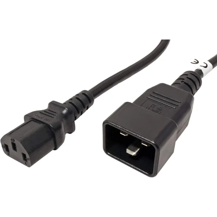 PremiumCord Kaltgerätekabel 1m, Netzadapterkabel IEC 320, Buchse auf Stecker, IEC 320 C13 auf C20, Stromkabel für 230V 10A, Farbe schwarz