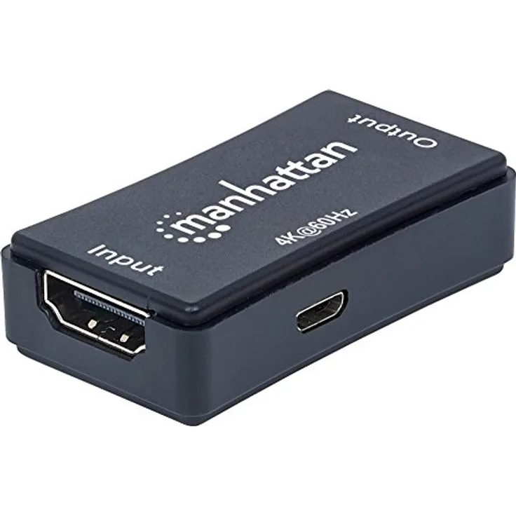 Manhattan HDMI-Repeater ( HDMI-Signalverstärker, verlängert 4K-Video und Audio verlustfrei auf bis zu 40 m ) schwarz 207621