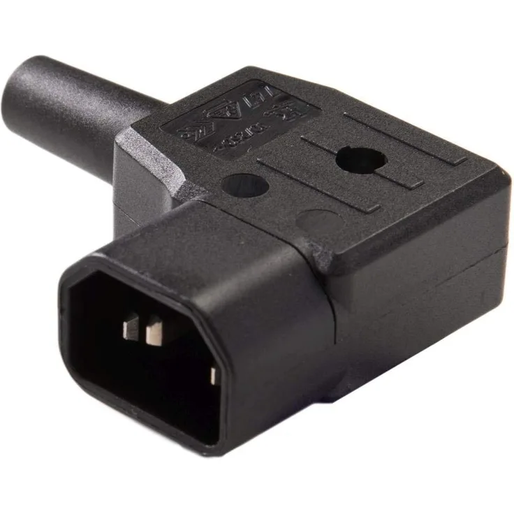 PremiumCord Netzanschluss 230V Stecker abgewinkelt 90°, 10A, IEC C14, Farbe schwarz