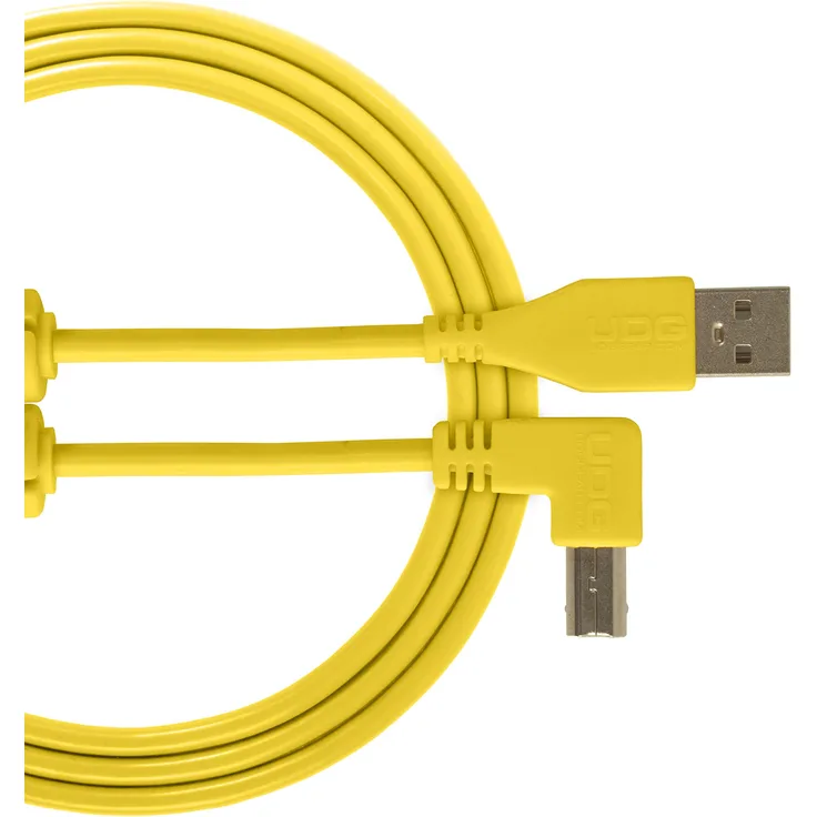UDG Kabel USB 2.0 (A-B) abgewinkelt, 3 m, Audio optimiert, UDG Ultimate Audiokabel für DJs und Produzenten zur Maximierung ihrer Leistung