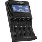 ANSMANN Akku-Ladegerät für AA-AAA-C-D NiMH Akkus & Li-Ion 18650-26650 Batterieladegerät mit 4 Ladeprogrammen: Laden, Entladen, Testen, Schnellladen + USB - Powerline 4 Ultra Akkupflegestation