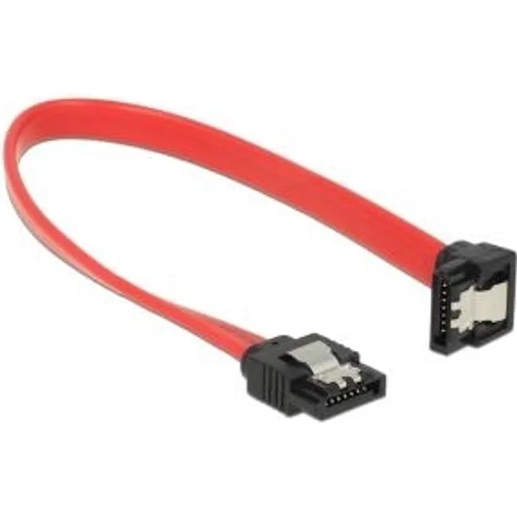 DeLOCK - SATA-Kabel - Serial ATA 150/300/600 - 7-poliges SATA (M) - 7-poliges SATA (M) - 20cm - 90-Grad-Anschluss, verriegelt - Rot (83977)