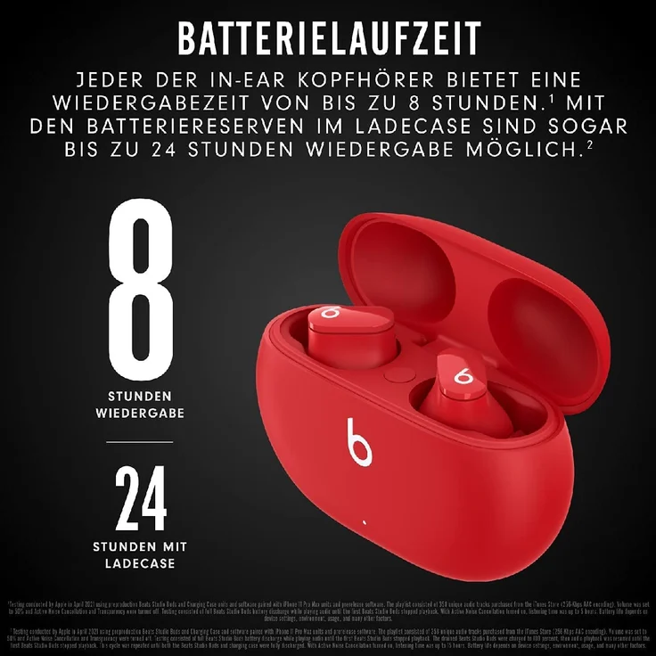 Beats By Dre Studio Buds In-Ear-Kopfhörer, True-Wireless, IPX4, rot – Bild 3