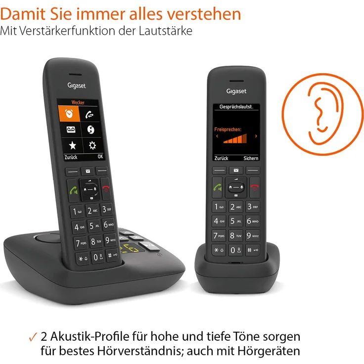 Gigaset C575A Duo DECT Schnurlostelefon mit Anrufbeantworter für komfortables Telefonieren, mit großer Nummernanzeige, Farbdisplay und leichter Bedienbarkeit, Analog-Telefon, schwarz – Bild 4