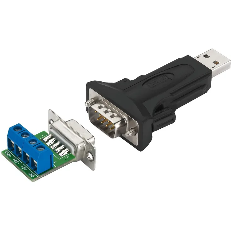 DIGITUS USB auf Seriell Adapter - RS485 Konverter - USB 2.0 Typ-A zu DSUB 9M - FTDI FT232RL Chipsatz - Inkl. 80 cm Kabel