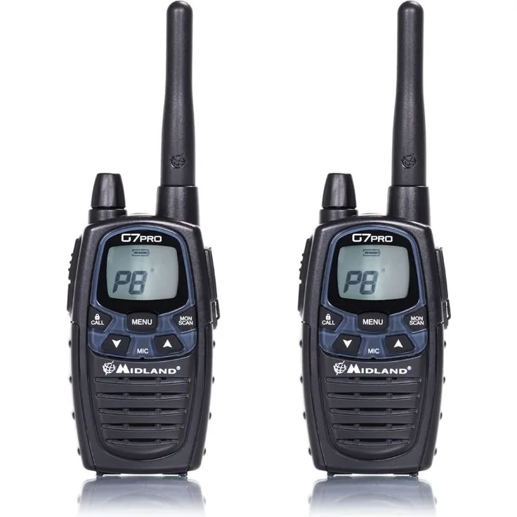 Midland G7 Pro Paar (2019), PMR+LPD, 16 Kanäle, Doppelstandlader und Akkupack w(800 mAh) (C1090.13)