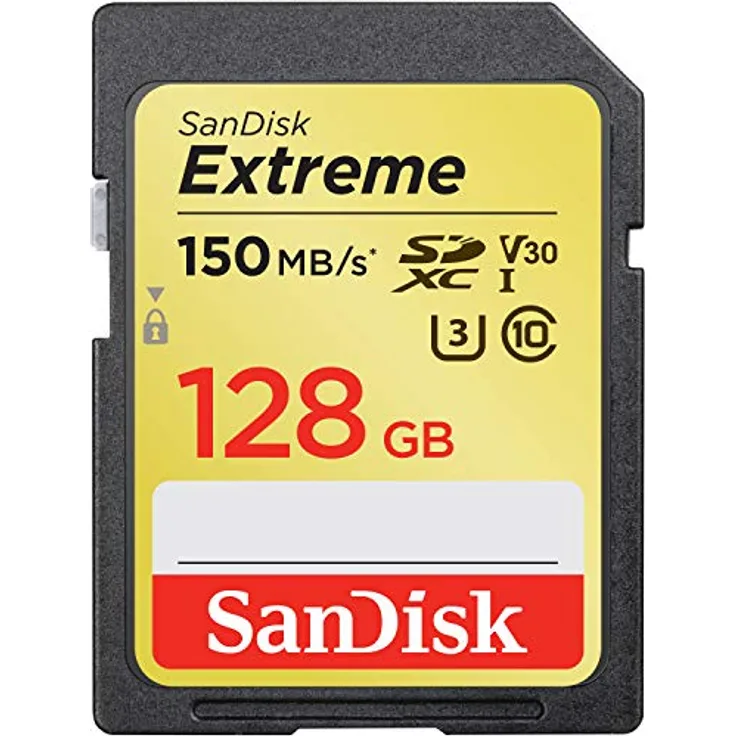 SanDisk Extreme 128GB SDXC Memory Card up to 150MB-s, Class 10, U3, V30