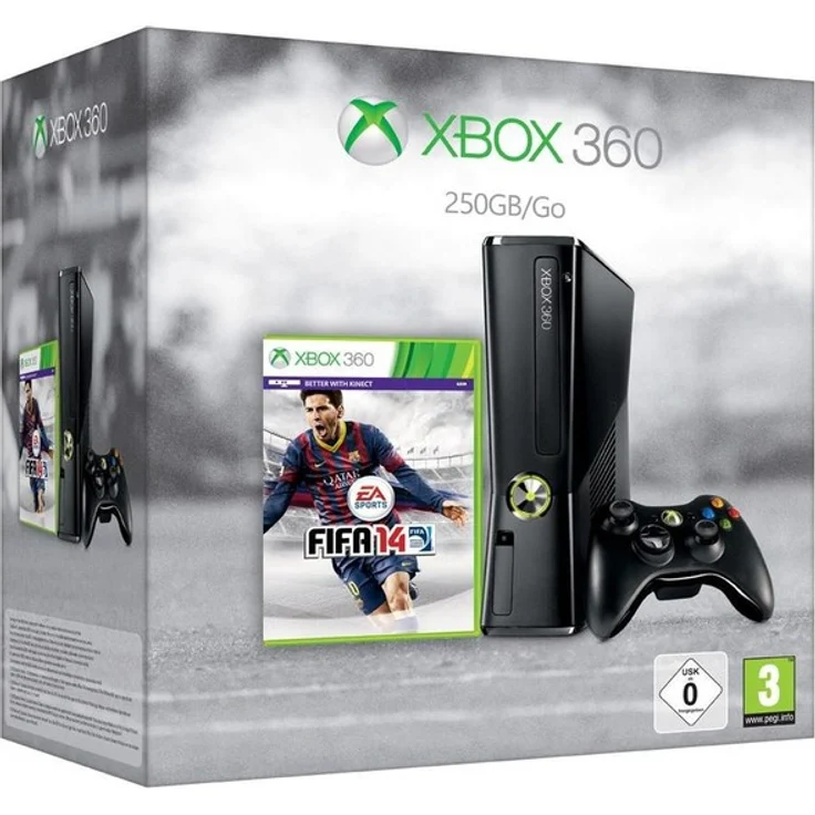 Microsoft Xbox 360 E Schwarz 250GB Bundle inkl. FIFA 14 – Bild 1