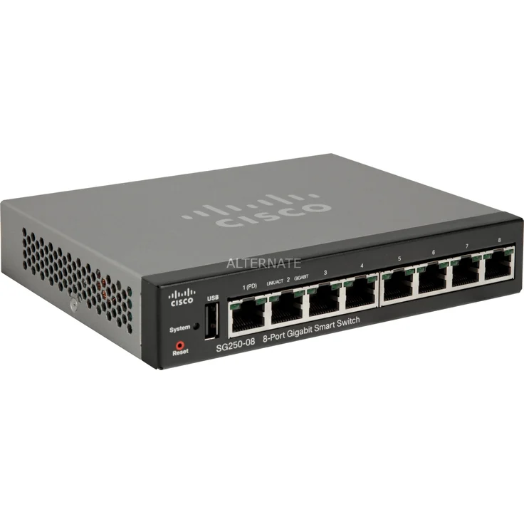 Cisco SG250-08 8 Ports Netzwerk-Switch Schwarz