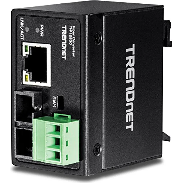 TRENDnet Gehärteter Industrieller 100Base-FX Single-Modus SC Glasfaser-Konverter, (30 km, 18.6 Meilen), Schutzklasse IP40, TI-F10S30
