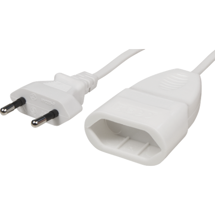 MC POWER - Euro-Verlängerungskabel | weiß, 5,0m, 2x0,75 mm², Stecker-Kupplung