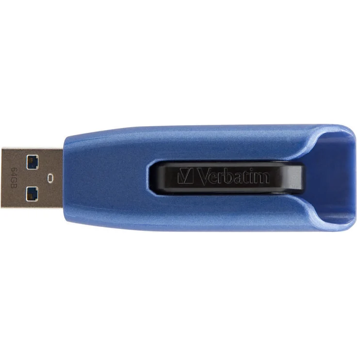 Verbatim V3 Max USB-Stick 64 GB, schneller USB-Speicher mit USB 3.0, bis zu 300 MB-s Übertragungsgeschwindigkeit, mit Schiebemechanismus, 49807