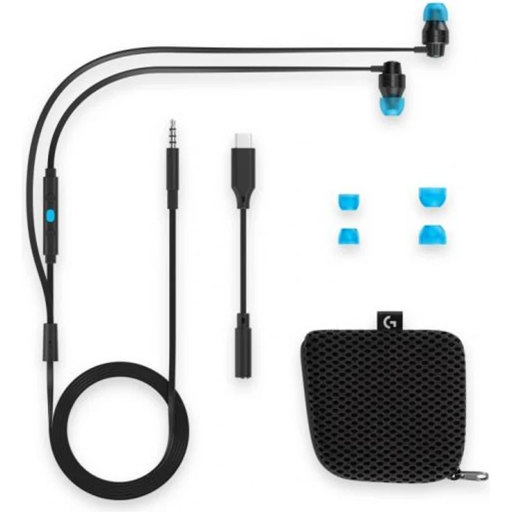 Logitech G G333 VR - Ohrhörer - im Ohr - kabelgebunden - 3,5 mm Stecker - für Oculus Quest 2 (256 GB), Quest 2 (64 GB) (981-000924), schwarz, blau – Bild 3