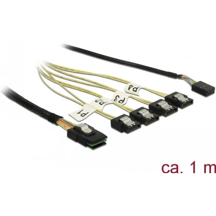 DeLOCK - Internes SAS-Kabel - SAS 6Gbit/s - Mini SAS (SFF-8087) bis SATA, Seitenband - 1 m