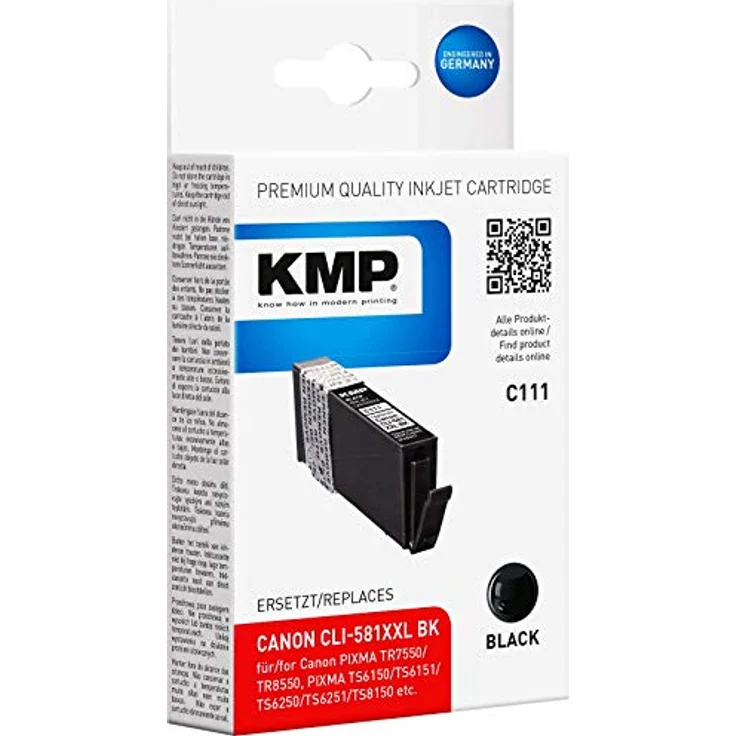 KMP Druckerpatrone für CLI-581 XXL BK Schwarz - Kompatibel - Tintenpatrone für Canon PIXMA TS6150 TS8150 - Office Druckerzubehör – Bild 1
