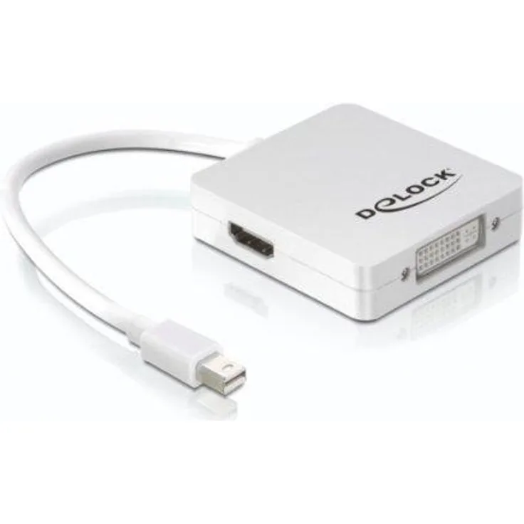 DeLock Adapter Mini Displayport 1.Stecker > Displayport-HDMI-DVI Buchse Passiv weiß