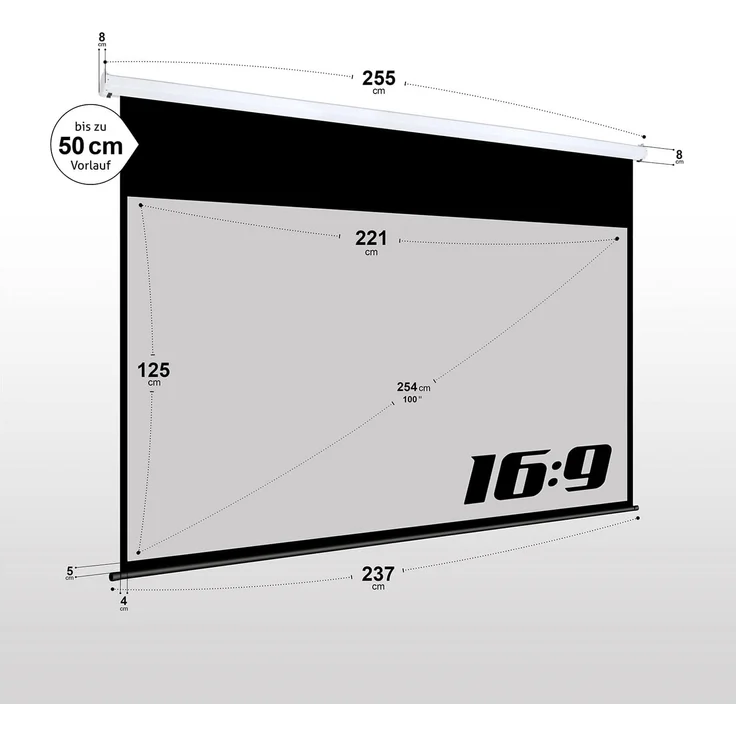 ESMART Professional MIMOTO Tageslicht Motor Leinwand GRAU 221 x 125 cm (100'') 16:9 – Bild 3