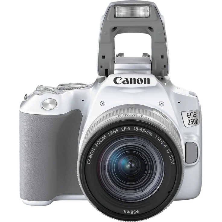 Canon EOS 250D Digitalkamera (24,1 Megapixel, 7,7 cm (3 Zoll) Vari-Angle Display, APS-C-Sensor, 4K, Full-HD, DIGIC 8, WLAN, Bluetooth) mit Objektiv EF-S 18-55mm F4-5.6 IS STM weiß-silber – Bild 4