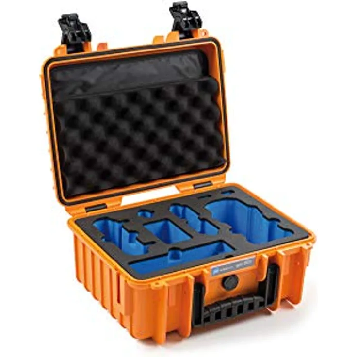B&W outdoor.cases Typ 3000 Orange mit DJI Mavic Air 2 Inlay ''Koffer für DJI Mavic Air 2 oder DJI Mavic Air 2 Fly More Combo, bis zu 5 Akkus'' - Das Original