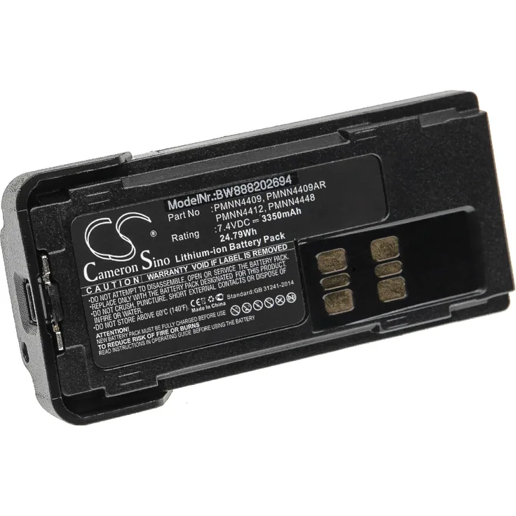 VHBW Akku Ersatz für Motorola PMNN4544A für Funkgerät, Walkie Talkie (3350mAh, 7,4V, Li-Ion) + Gürtelclip