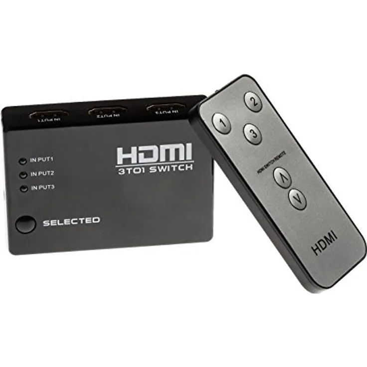 Poppstar Full HD 3-Port HDMI Hub Switch Verteiler 3D Ready bis 1080p bis zu 3 HDMI Geräte inklusive Fernbedienung