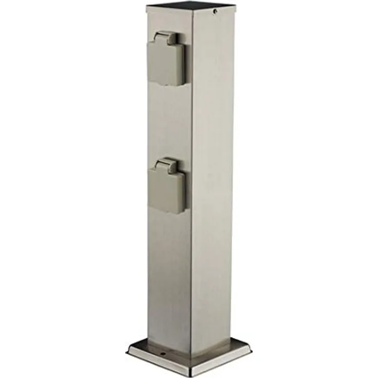 Heitronic Steckdosen-Säule eckig 4er - (35461), edelstahl