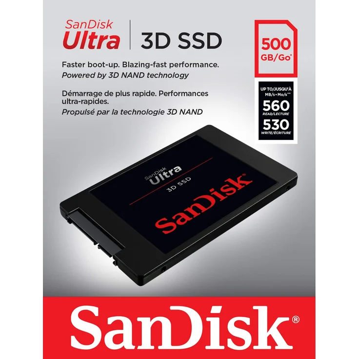 SanDisk Ultra 3D - Solid-State-Disk - 500 GB - intern - 2.5 Zoll (6.4 cm) - SATA 6Gb/s (SDSSDH3-500G-G25) – Bild 4