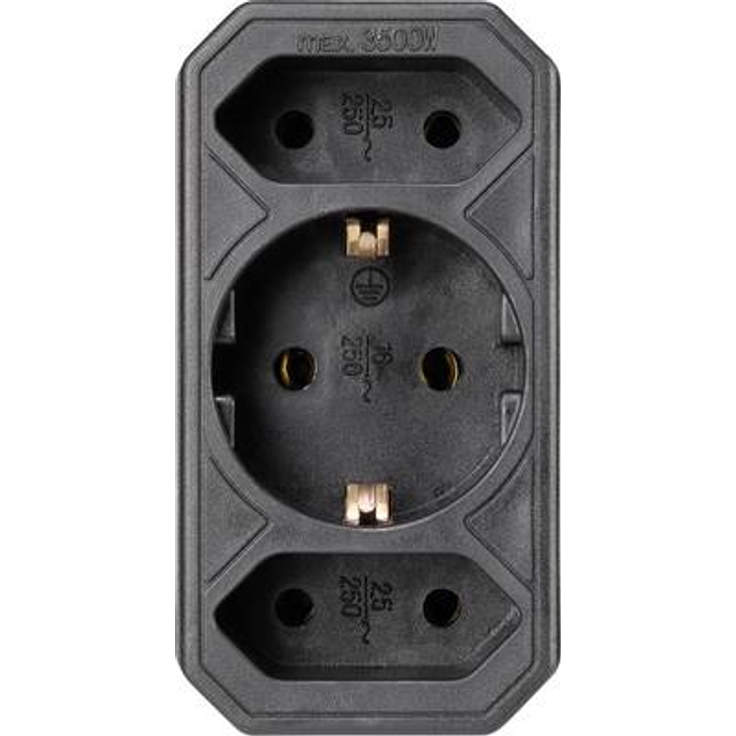 Basetech 1595908 1 Stück Steckdosen-Verteiler Schwarz (1595908)