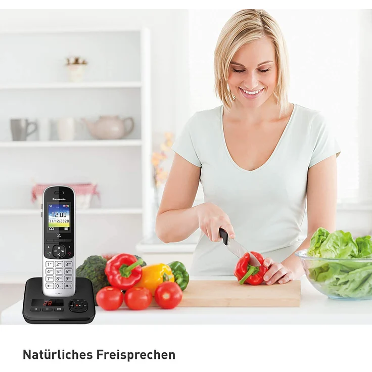 Panasonic KX-TGH722GS Schnurlostelefon Duo mit Anrufbeantworter (DECT Telefon, strahlungsarm, Farbdisplay, Anrufsperre, Freisprechen), schwarz, silber – Bild 7
