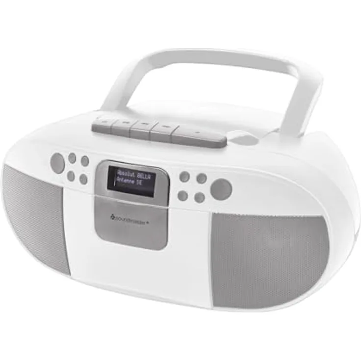 Soundmaster SCD7800 tragbares Digitalradio CD-Player Kassettenspieler Hörbuchfunktion DAB+ UKW-Radio USB-Anschluss Kopfhöreranschluss (weiß)
