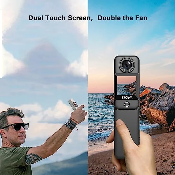 SJCAM C300 Action Kamera 4K30fps, 1.33'' Dual Touchscreen Sportkamera, 2.4G/5G Dual WiFi 20MP Helmkamera, 6-axis EIS Unterwasserkamera 30m Wasserdicht mit 2800+1000mAh Dual Akku (Black C300) – Bild 2