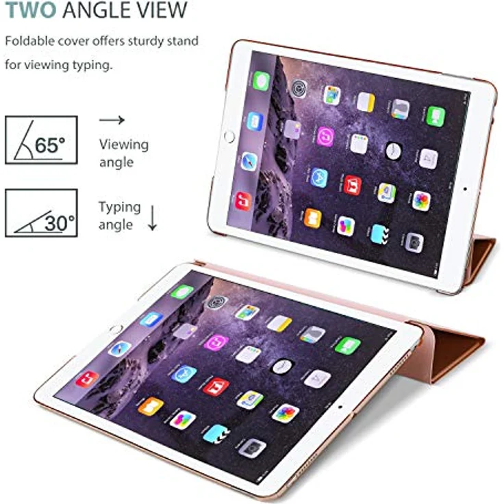 ProCase Hülle für iPad Air 2 (2014 Release), Ultradünne Stand Schutzhülle mit Translucent Frosted Rückseite und automatischer Schlaf/Aufwach-Funktion – Rosagold – Bild 5