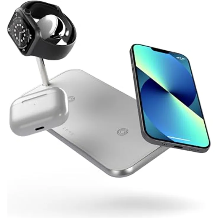 OtterBox Zens Dual + Watch Wireless Charger, kabelloses Ladegerät (10 W) für iPhone, Apple Watch und Qi-Geräte, inkl. 24-W-Netzadapter und 1,5 m Kabel, Weiß