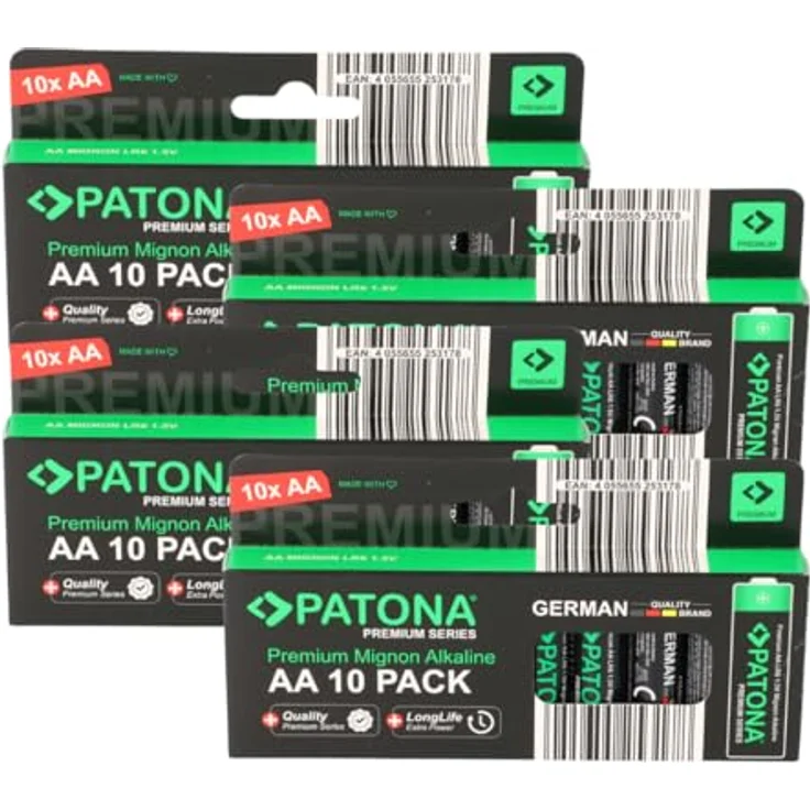 PATONA Premium 40x AA Mignon Batterien 1,5V Alkaline, Hochleistungsenergie für anspruchsvolle Geräte – Bild 1