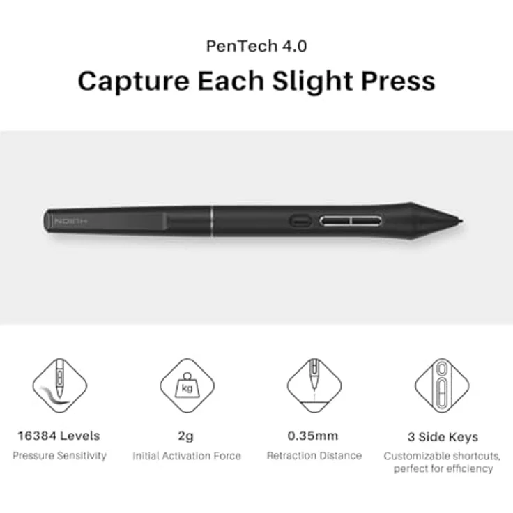 HUION KAMVAS 16 Gen 3 2,5K QHD Grafiktablett mit Display, 15,8 Zoll Zeichentablett in Schwarz, 99% sRGB, PenTech 4.0, 16384 Stift – Bild 5