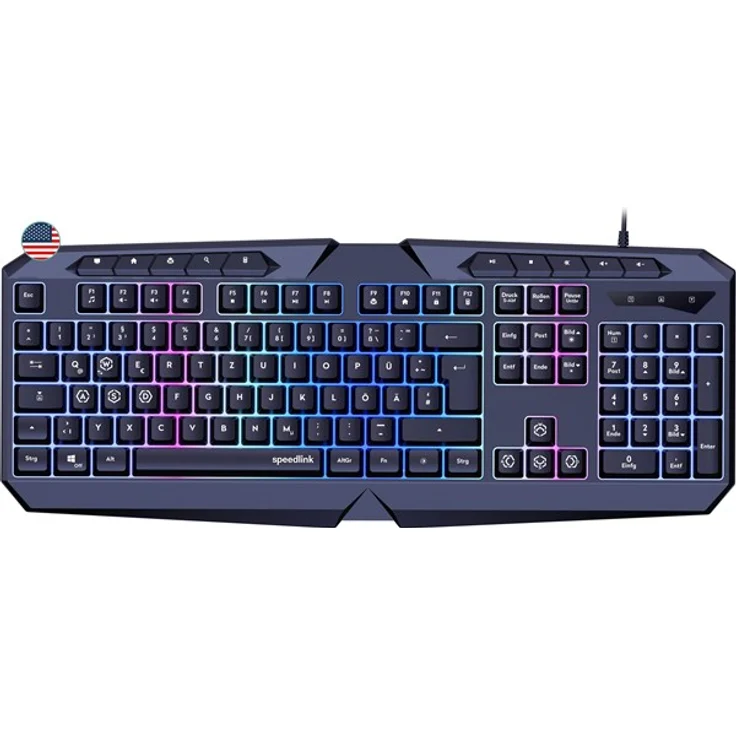 Speed-Link LUDICIUM RGB Rainbow - Gaming Tastatur mit 10 Extra-Tasten, Windows Key Lock und anpassbaren WASD-Tasten, schwarz – Bild 9